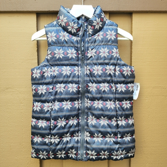 Old Navy Girls M(8) Vest Fair Isle Zip Frost Free Pockets Quilted Fleece-Lined - Picture 2 of 16